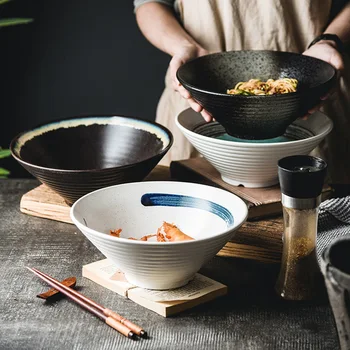 Чаша для японской шляпы, креативная керамика, ручная роспись, чаша для ламианской лапши в китайском стиле, Ресторанная коммерческая посуда, роговая чаша